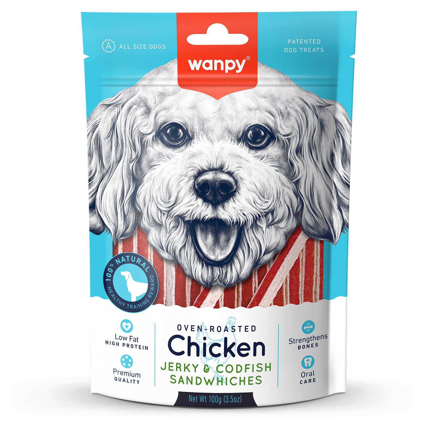 Wanpy Dog курица с треской в форме сэндвича 100 г