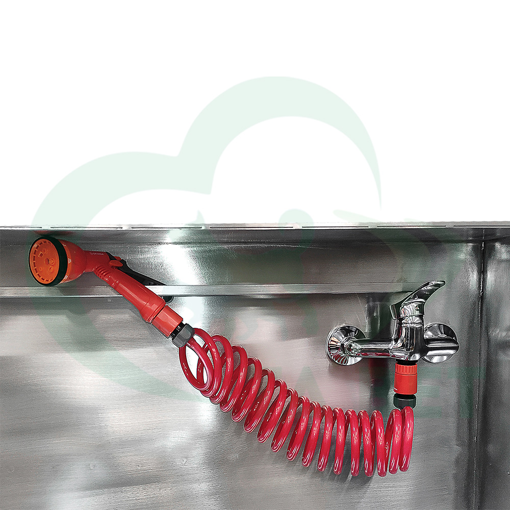 ТД ВЕТ Ванна для мытья животных VETBOT из нерж. стали, электропривод 1500x600x805-1350h, с дверцей и душем (каркас белый) (из наличия) СКИДКА 20%