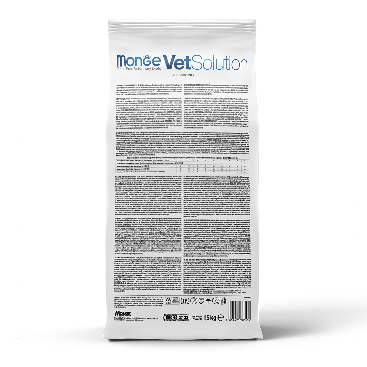 Диетический корм Monge VetSolution Cat Renal Ренал для кошек при ХПН 1,5 кг