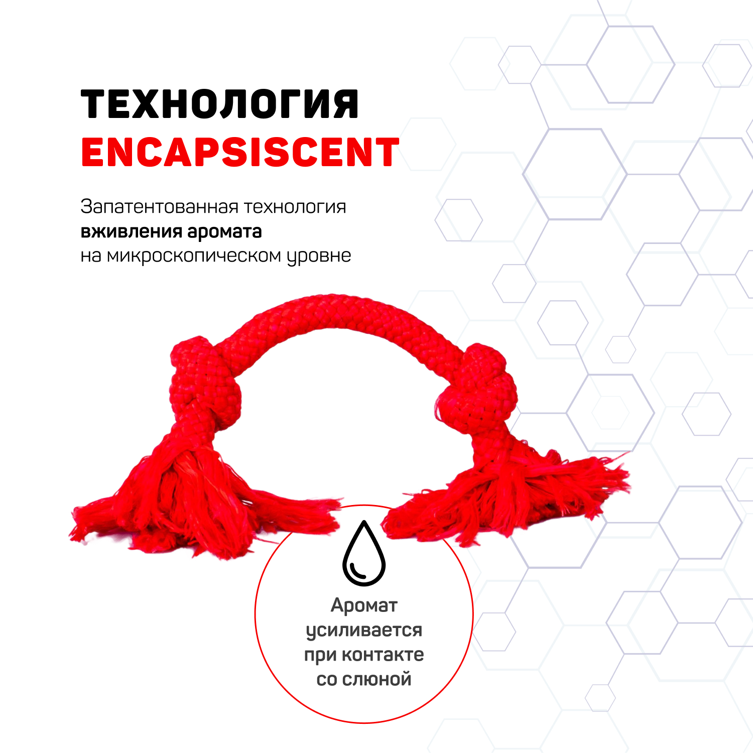 Playology жевательный канат DRI-TECH ROPE для собак мелких пород с ароматом говядины, маленький, цвет красный СКИДКА 50%