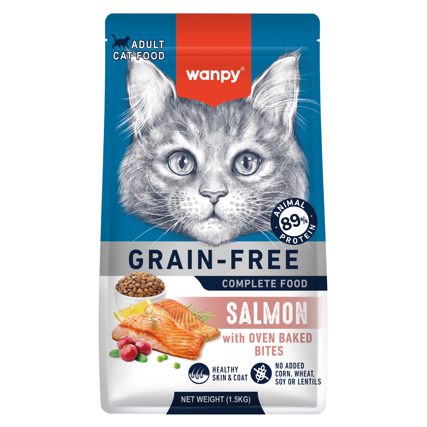 Сухой корм Wanpy Cat беззерновой с лососем для взрослых кошек 1,5 кг