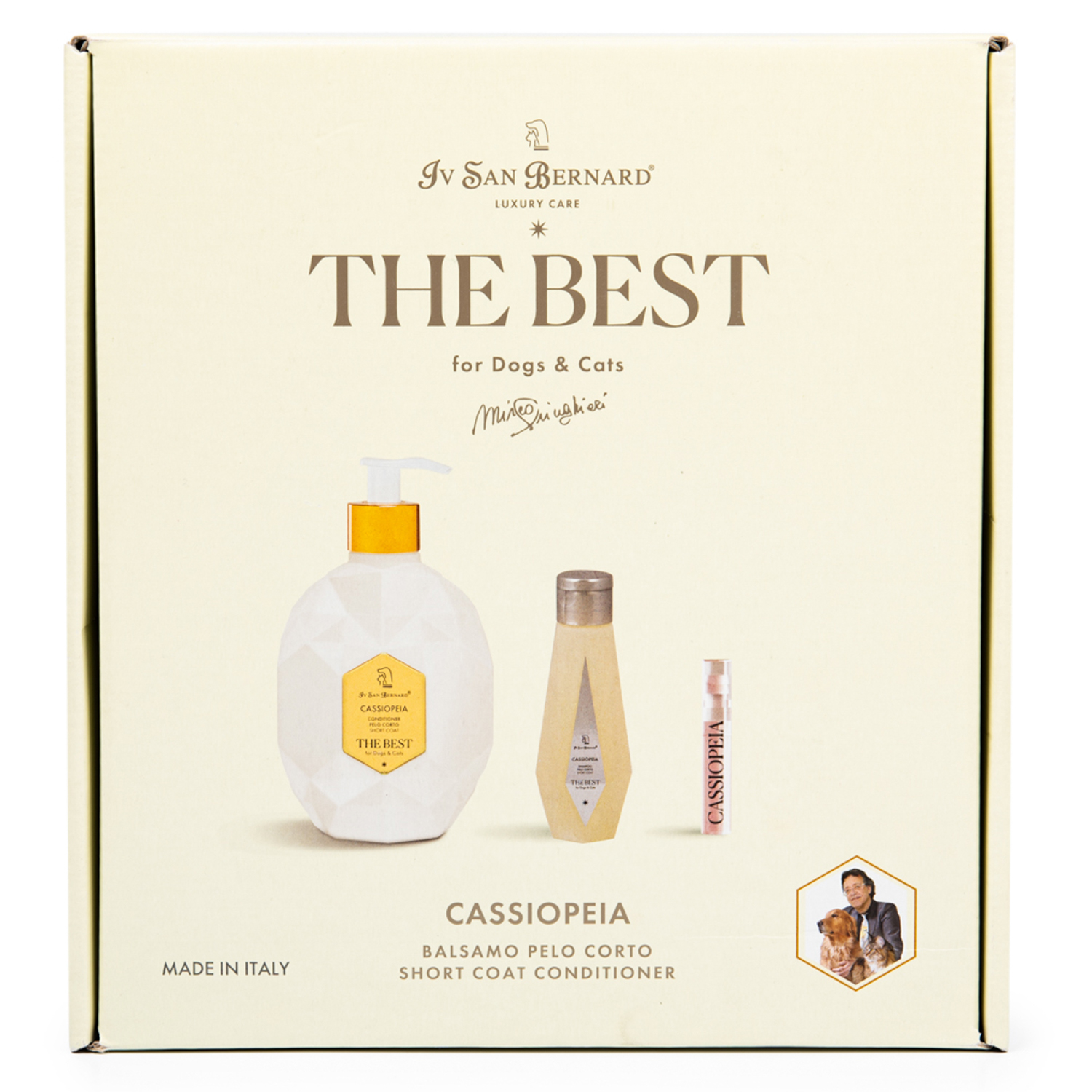 ISB The Best line Набор Cassiopeia кондиционер для короткой шерсти 500 мл, шампунь 120 мл + парфюм 2 мл в подарок СКИДКА 40%