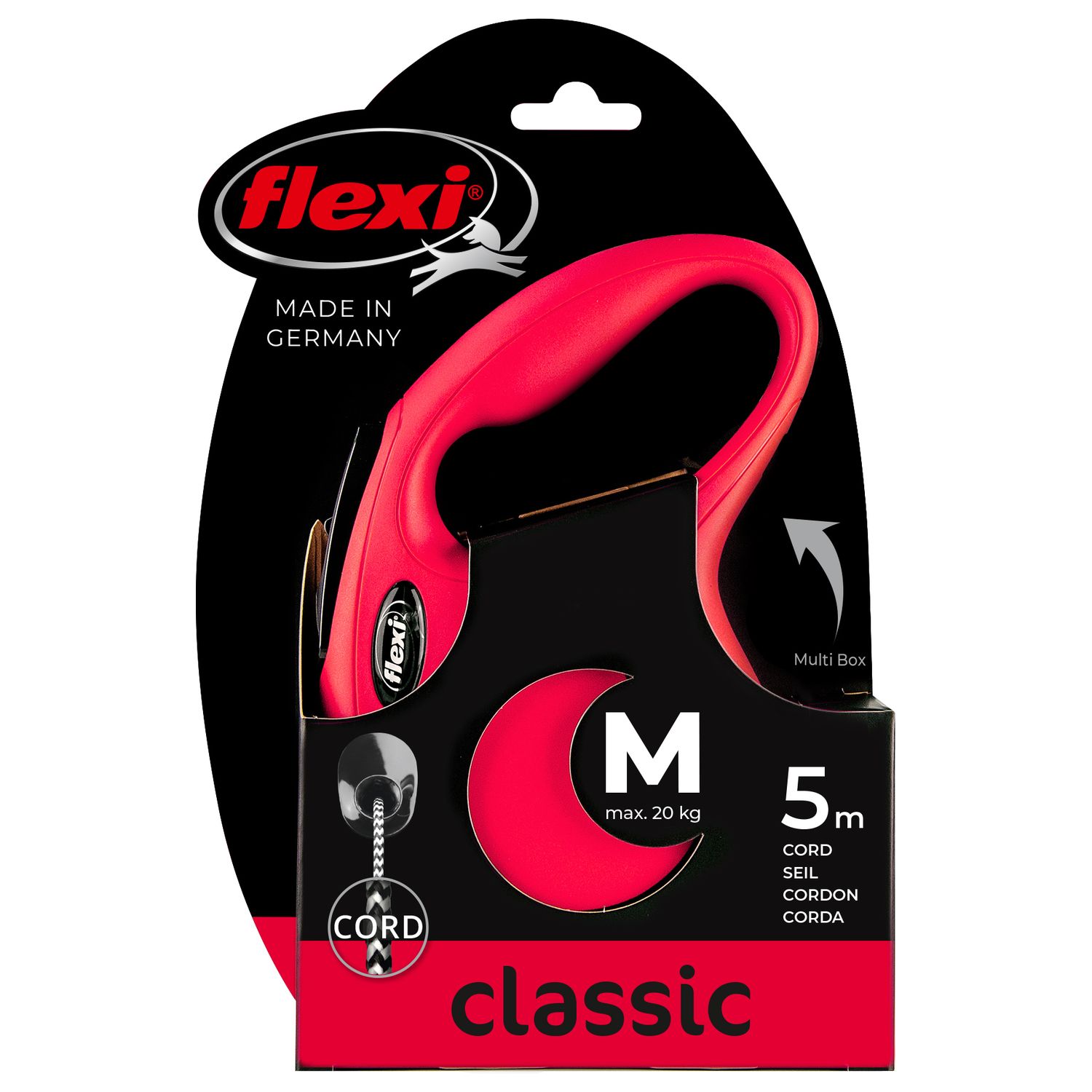 flexi рулетка New Classic M (до 20 кг) 5 м трос красная