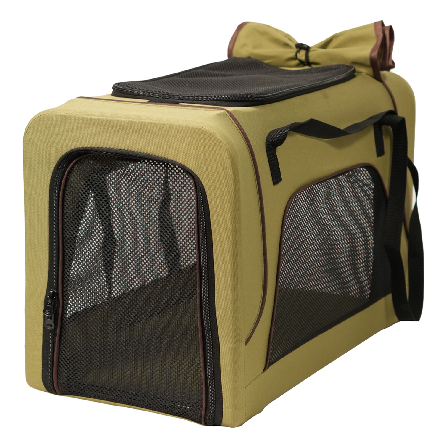 Коляска прогулочная Mr.Kranch для собак и кошек двойная (макс. нагрузка 10+10 кг) оливковая