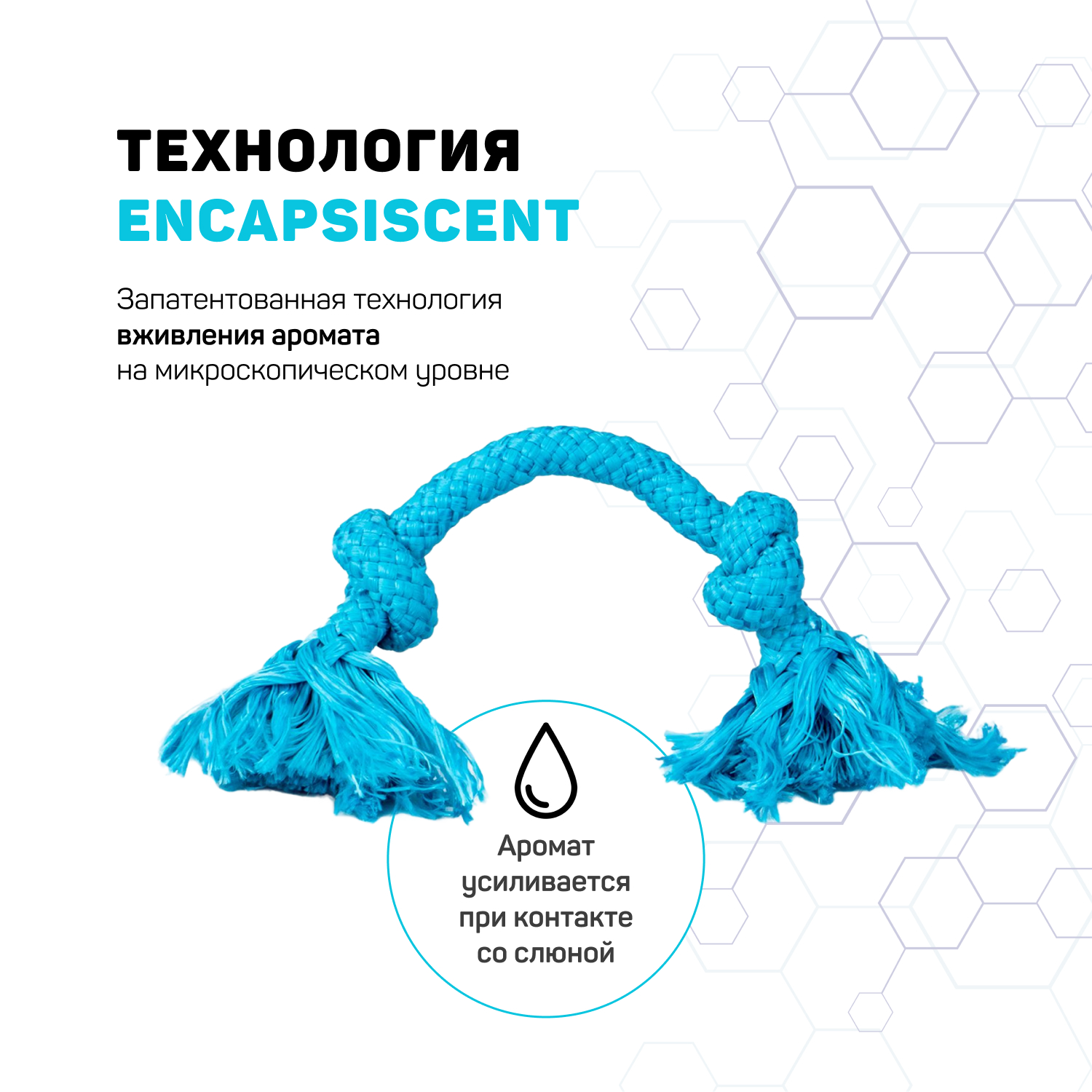 Playology жевательный канат DRI-TECH ROPE для собак мелких пород с ароматом арахиса, маленький, цвет голубой СКИДКА 50%