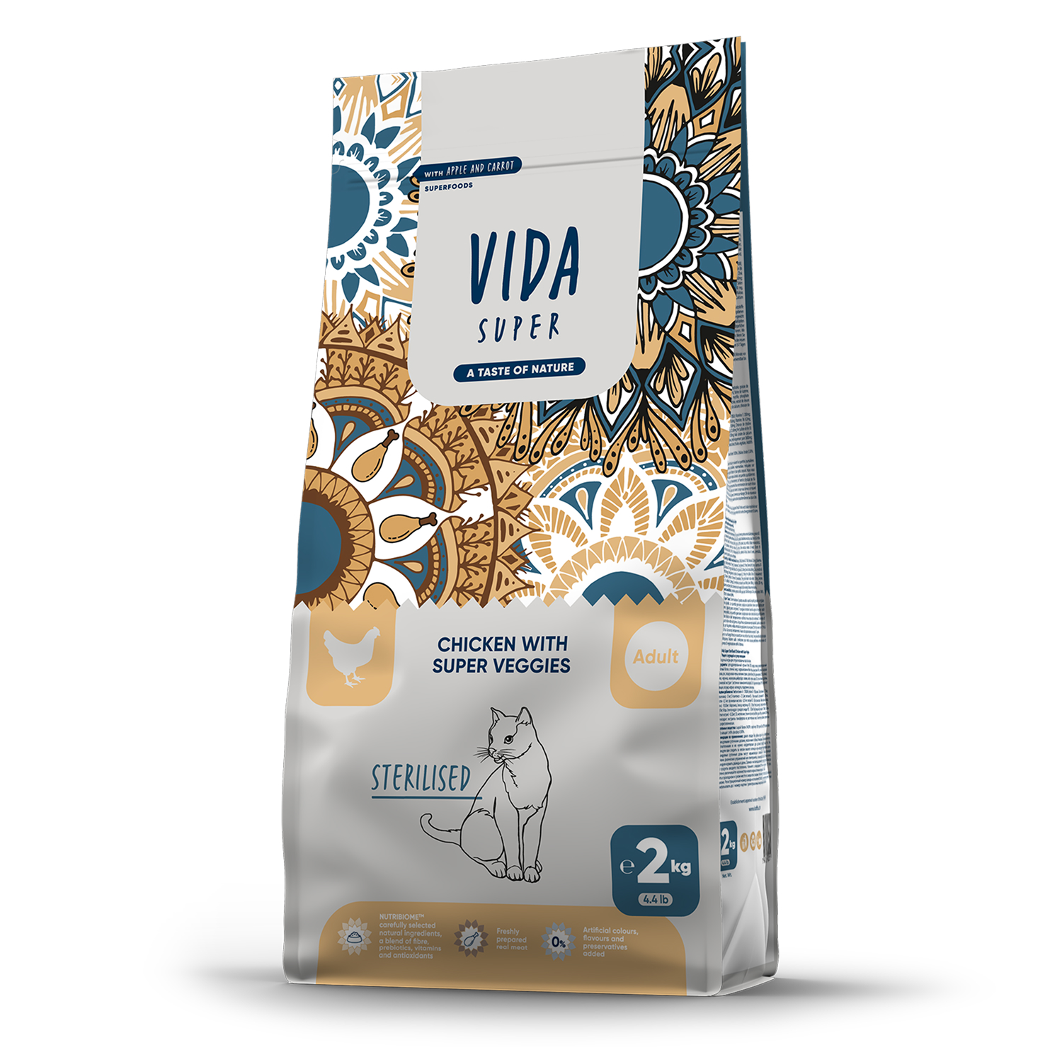 Сухой корм VIDA SUPER для взрослых стерилизованных кошек из курицы с овощами 2 кг