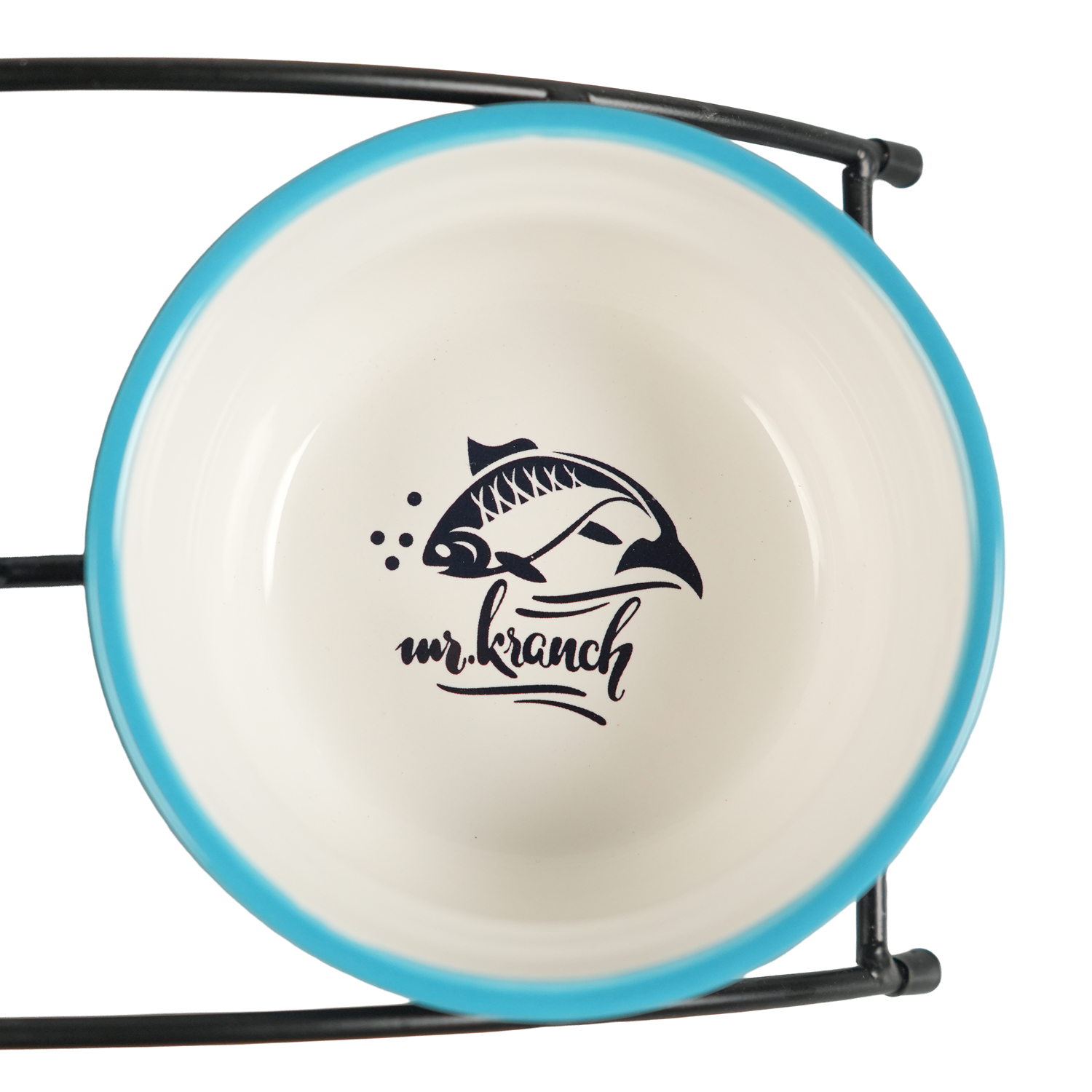 Миски Mr.Kranch на подставке для собак и кошек двойные 2x290 мл fish&chips голубые