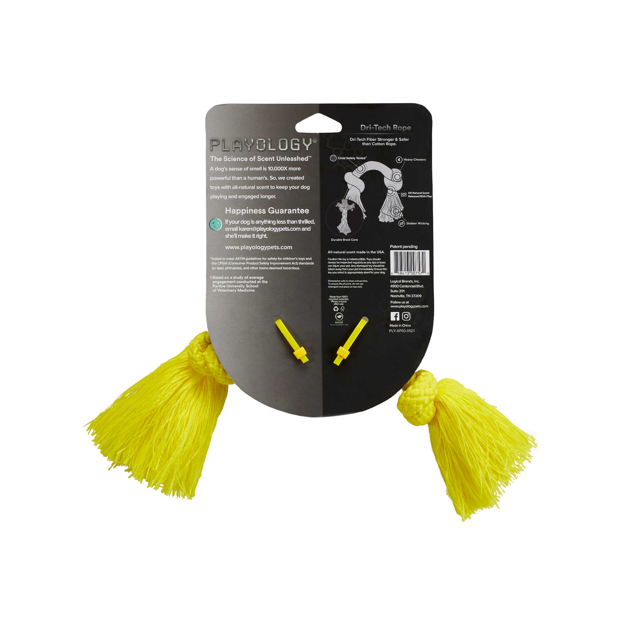 Playology жевательный канат DRI-TECH ROPE для собак мелких пород с ароматом курицы, маленький, цвет желтый СКИДКА 50%