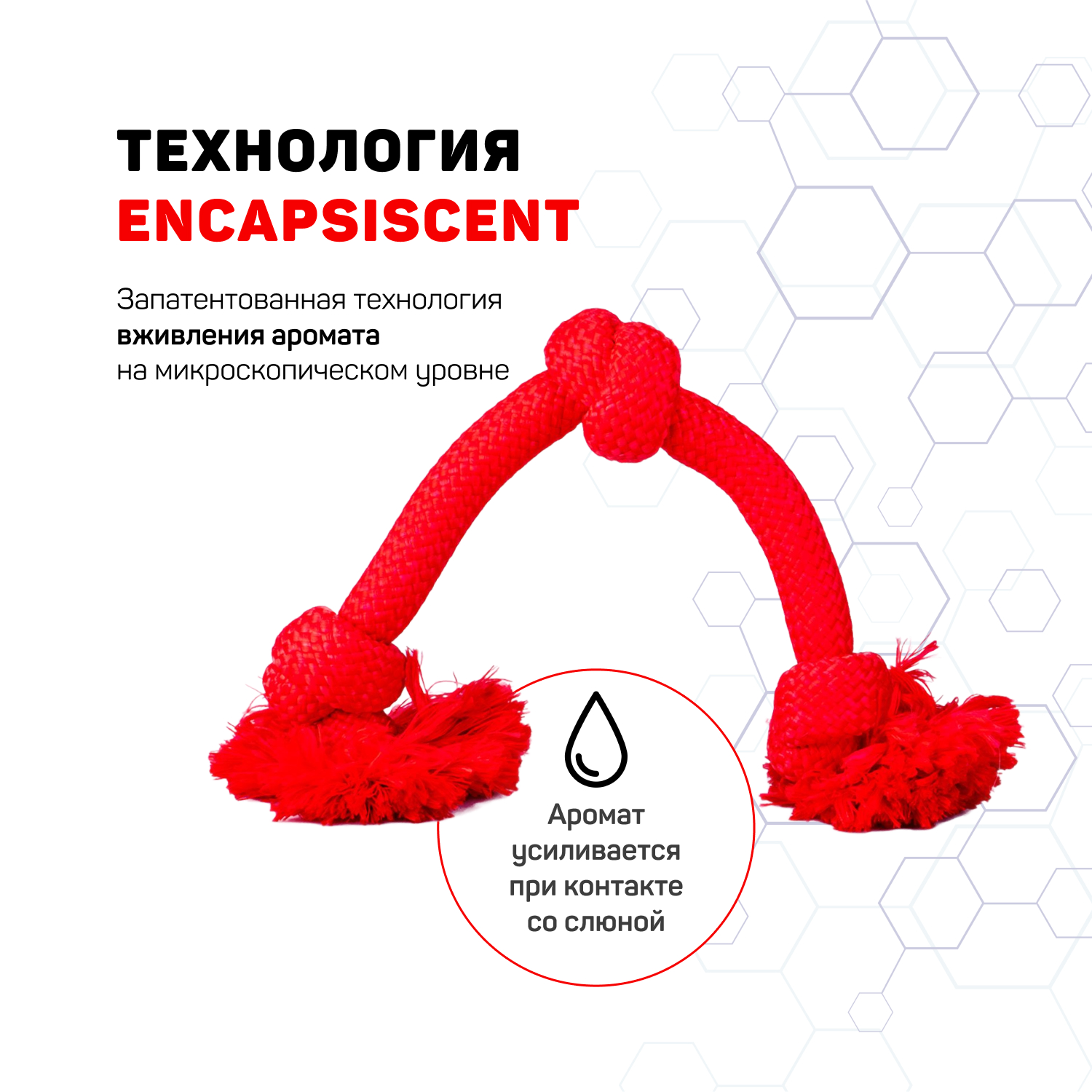 Playology жевательный канат DRI-TECH ROPE для собак средних пород с ароматом говядины, средний, цвет красный СКИДКА 50%