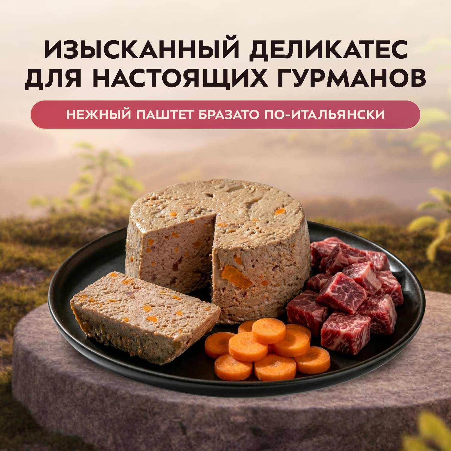 Влажный корм Мнямс Деликатес Паштет из говядины с морковью для собак всех пород "Бразато по-итальянски" 200 г