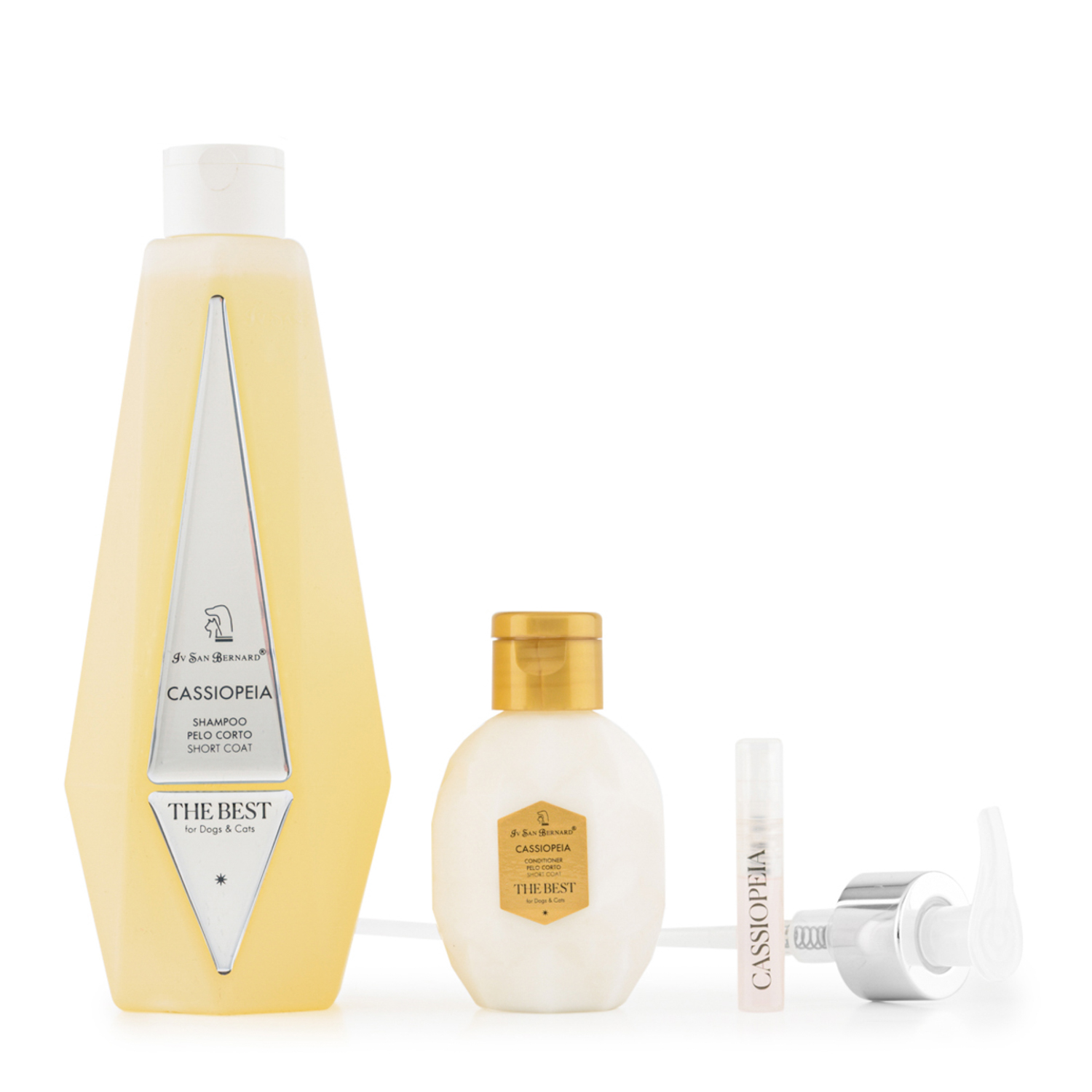ISB The Best line Набор Cassiopeia шампунь для короткой шерсти 550 мл, кондиционер 120 мл + парфюм 2 мл в подарок СКИДКА 40%