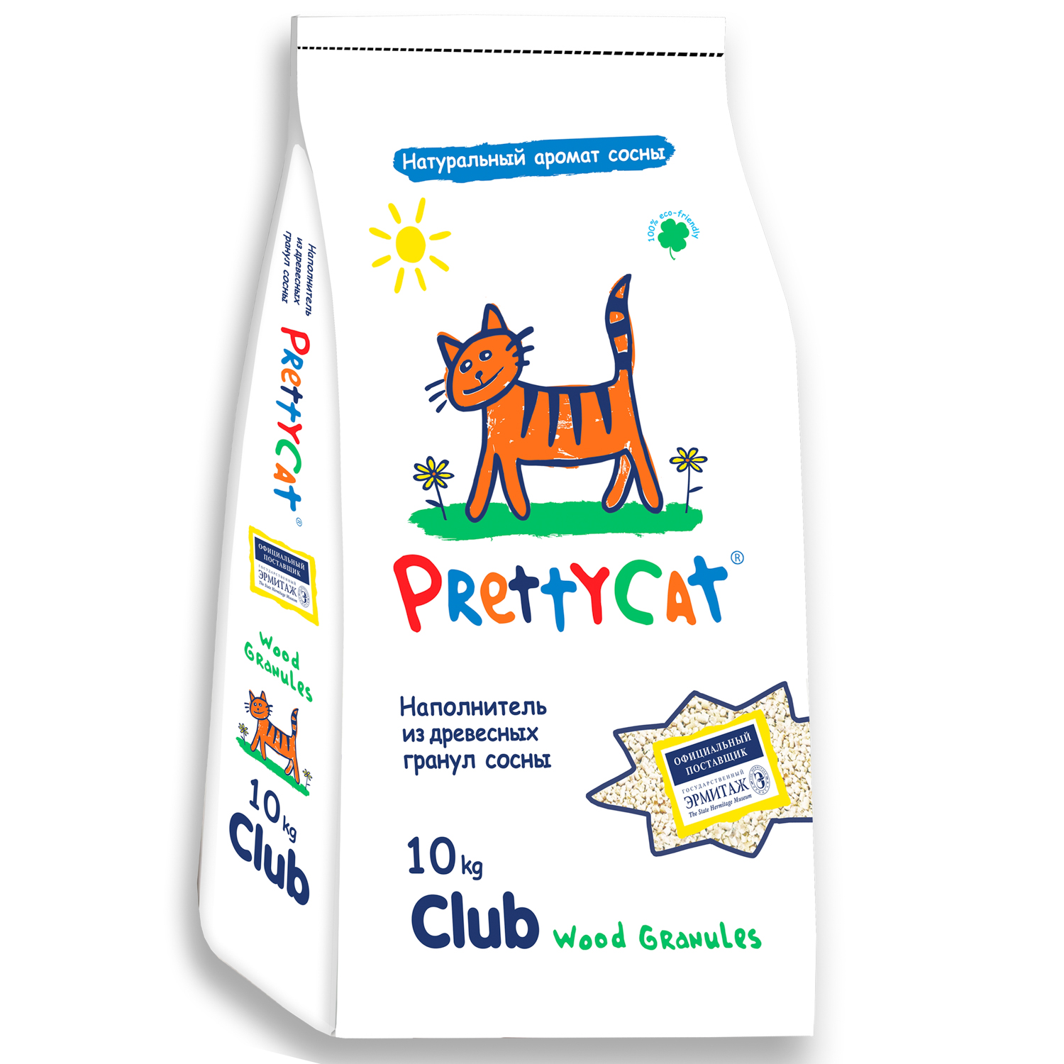 Наполнитель PrettyCat впитывающий древесный "Wood Granules" 10 кг