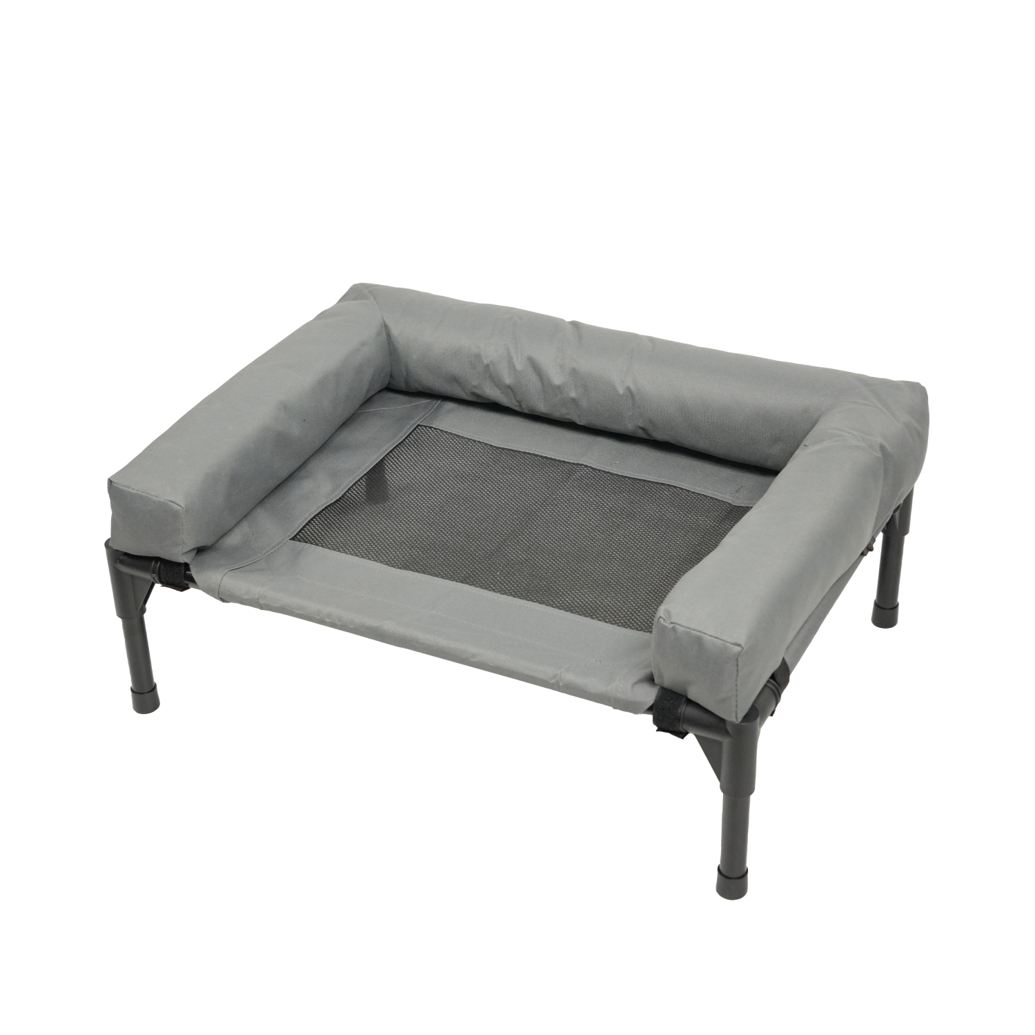 Лежанка-шезлонг каркасная для собак Mr.Kranch Elevated с мягкими бортиками средняя 81х63х27 см серая