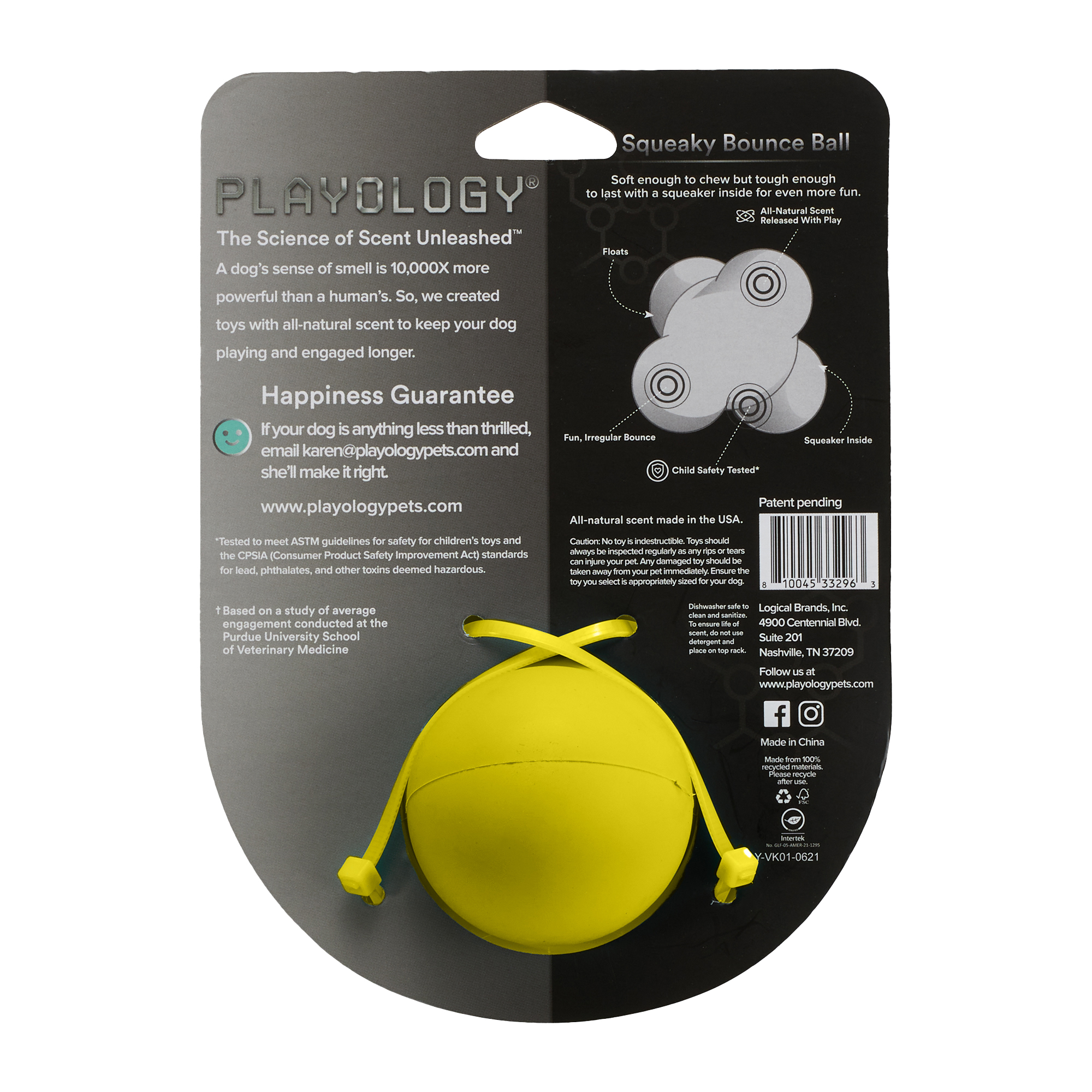 Playology жевательный тройной мяч SQUEAKY BOUNCE BALL для собак средних и крупных пород с пищалкой и с ароматом курицы, цвет желтый СКИДКА 50%