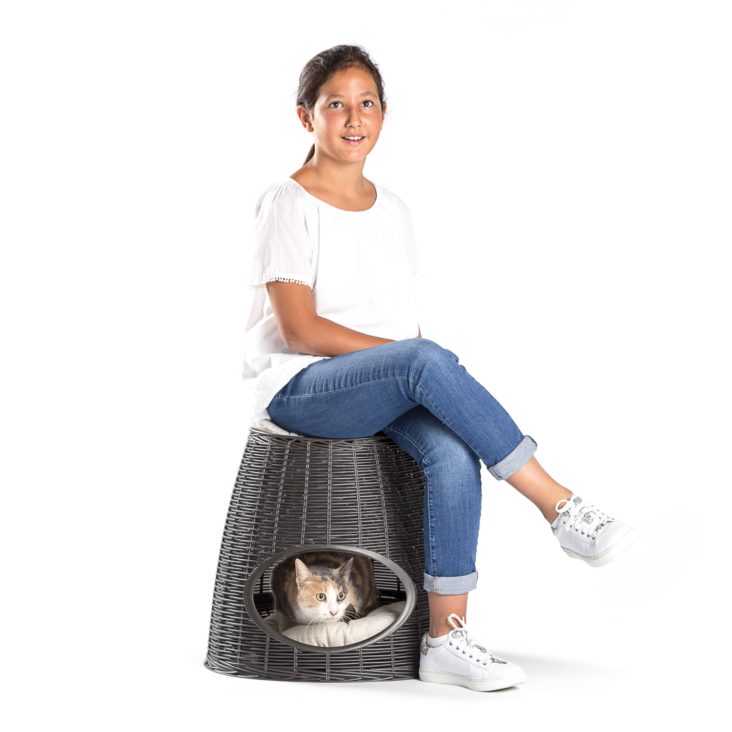BAMA PET домик для кошек PASHA 52х60х46/55h см, с подушечками, коричневый СКИДКА 50%