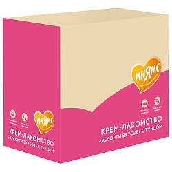 Крем-лакомство Мнямс для кошек и котят с 4 месяцев "Ассорти вкусов" с тунцом 15 г х 60 шт.
