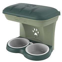 BAMA PET миска для собак настенная двойная 1600 мл 48х27х42h см, зеленая СКИДКА 50%