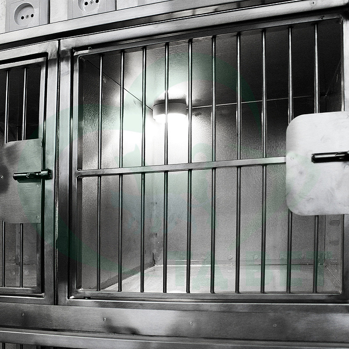 ТД ВЕТ Модуль из 12 клеток нерж стали с освещением ящики ЛДСП 2270х800х1870(1890) мм