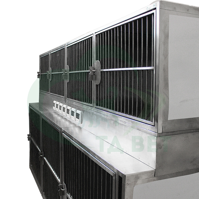 ТД ВЕТ Модуль из 7 клеток нерж. стали с подогревом 2600х740(770)600(630) х1540(1640) с колесами