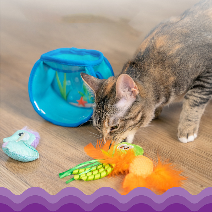 Игрушка Catstages Dental для кошек "Аквариум" с кошачьей мятой, 13см, 3 игрушки в комплекте