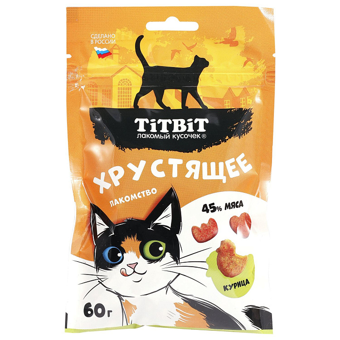 Хрустящее лакомство TiTBiT с курицей для кошек 60 г
