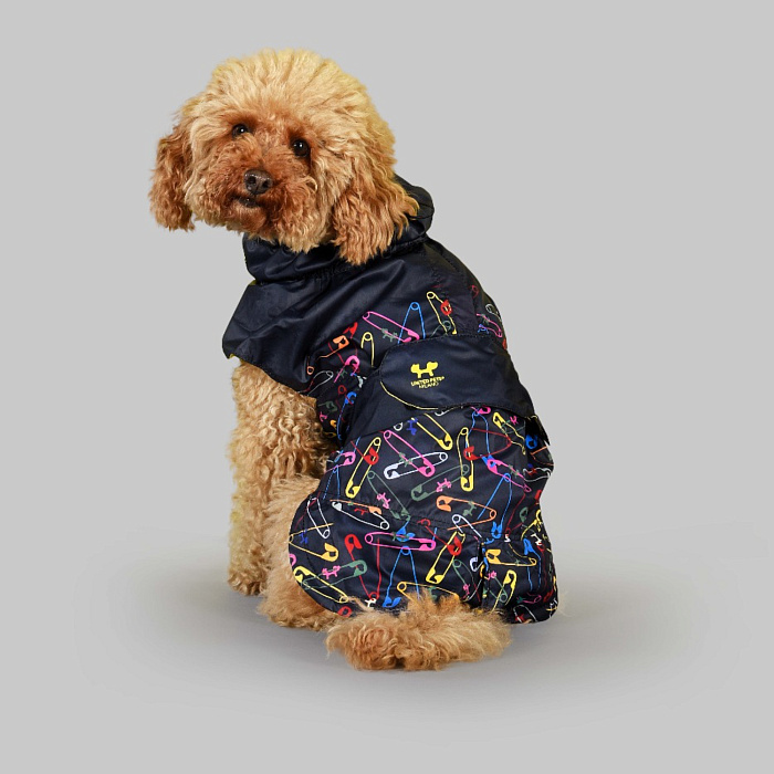Дождевик United Pets для собак Easy 36, черный с разноцветными булавками
