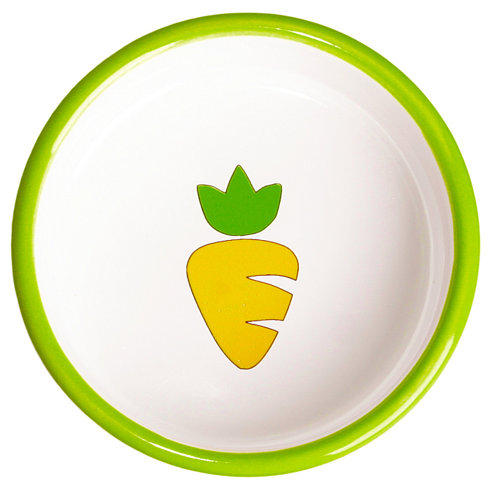 КерамикАрт миска керамическая для грызунов 70 мл Зеленая с морковью СКИДКА 40%