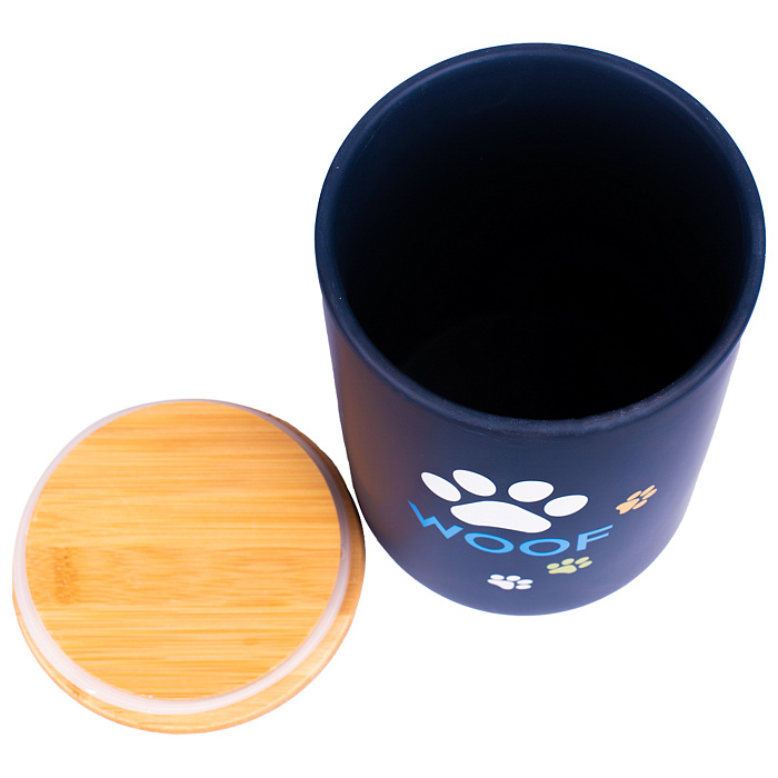 КерамикАрт бокс керамический для хранения корма для собак WOOF 1900 мл, черный СКИДКА 50%