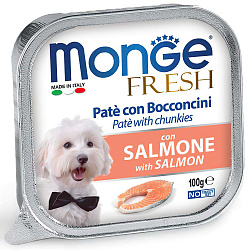 Влажный корм Monge Dog Fresh для собак, с лососем, консервы 100 г