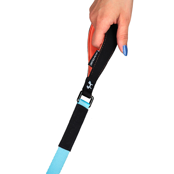 Поводок United Pets для собак Complete me 140 см, 20 мм, голубой с оранжевым