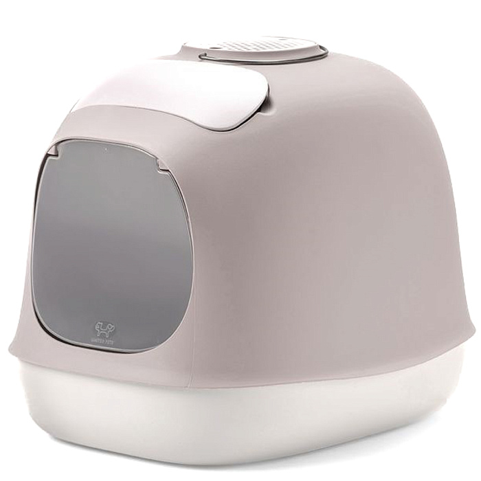 United Pets био-туалет "Minù" в комплекте с совочком, пакетами для уборки и угольным фильтром 40х40х50 см, серый/белый