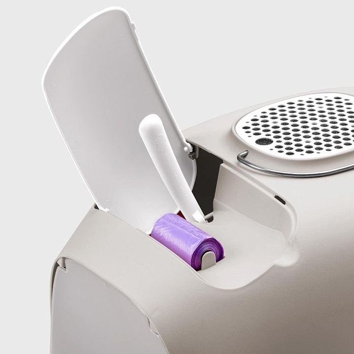 United Pets био-туалет "Minù" в комплекте с совочком, пакетами для уборки и угольным фильтром 40х40х50 см, серый/белый