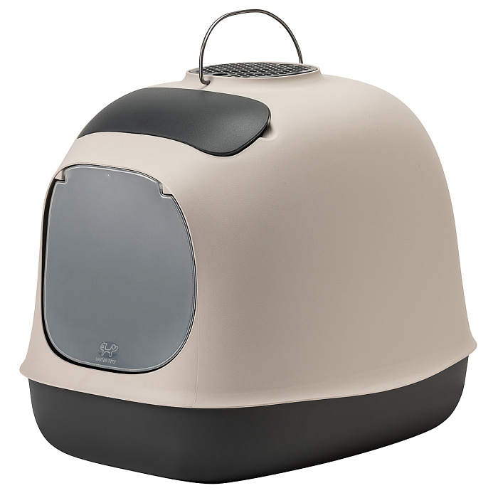 United Pets био-туалет "Minù" в комплекте с совочком, пакетами для уборки и угольным фильтром 40х40х50 см, серый/темно-серый