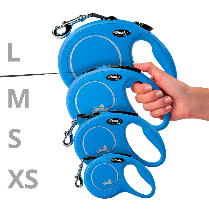 flexi рулетка New Classic L (до 50 кг) лента 8 м синяя