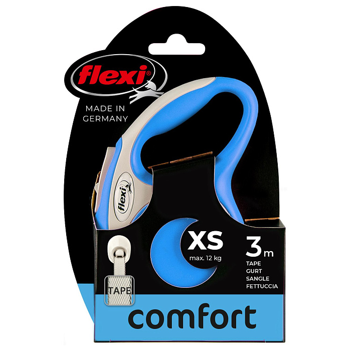 flexi рулетка NEW LINE Comfort XS (до 12 кг) лента 3 м серый/синий