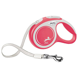 flexi рулетка NEW LINE Comfort XS (до 12 кг) лента 3 м серый/красный