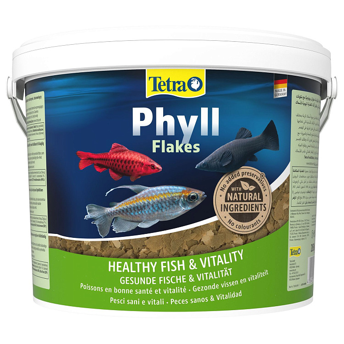 TetraPhyll корм для всех видов рыб растительные хлопья 10 л (ведро)