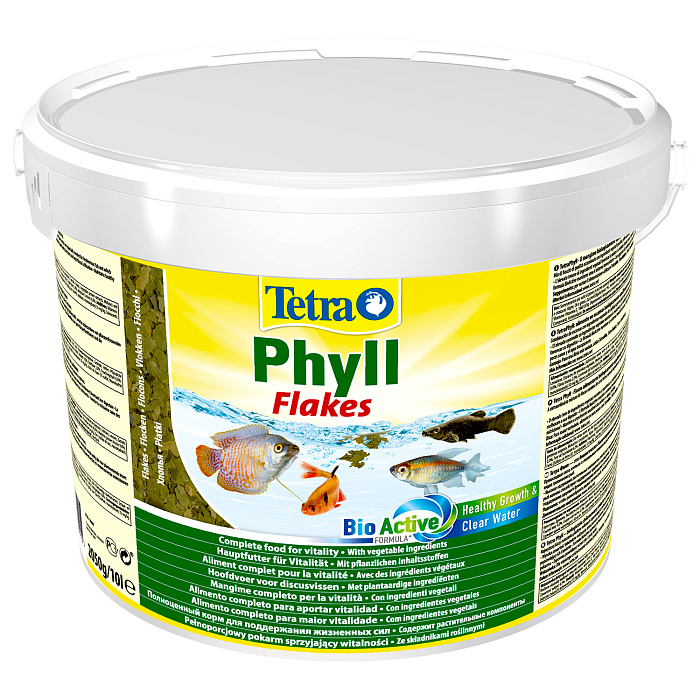 TetraPhyll корм для всех видов рыб растительные хлопья 10 л (ведро)