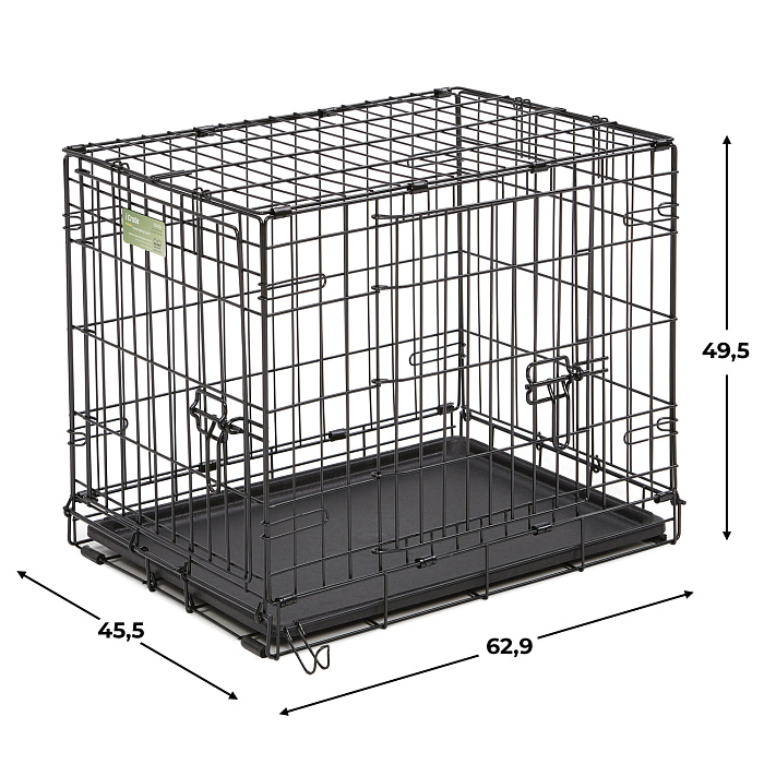 Клетка MidWest iCrate для собак 62,9х45,5х49,5h см, 2 двери, черная