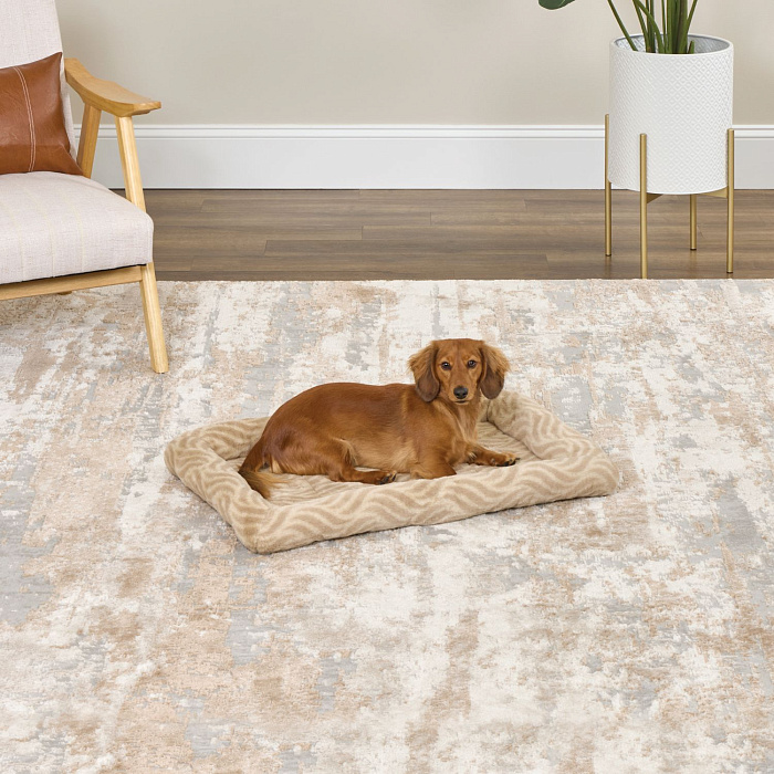Лежанка MidWest Deluxe Wave Bed для собак и кошек меховая 70,5х53х7,5 см, цвет песочный