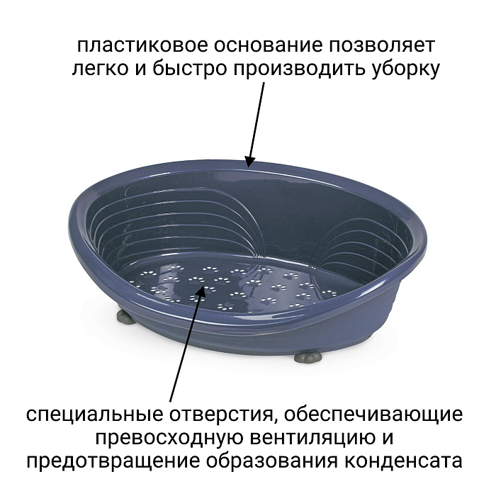 Лежанка MPS STRAKA 77 для кошек и собак пластиковая 93х67х27см синяя