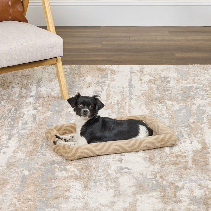 Лежанка MidWest Deluxe Wave Bed для собак и кошек меховая 51х31,5х6,5 см, цвет песочный