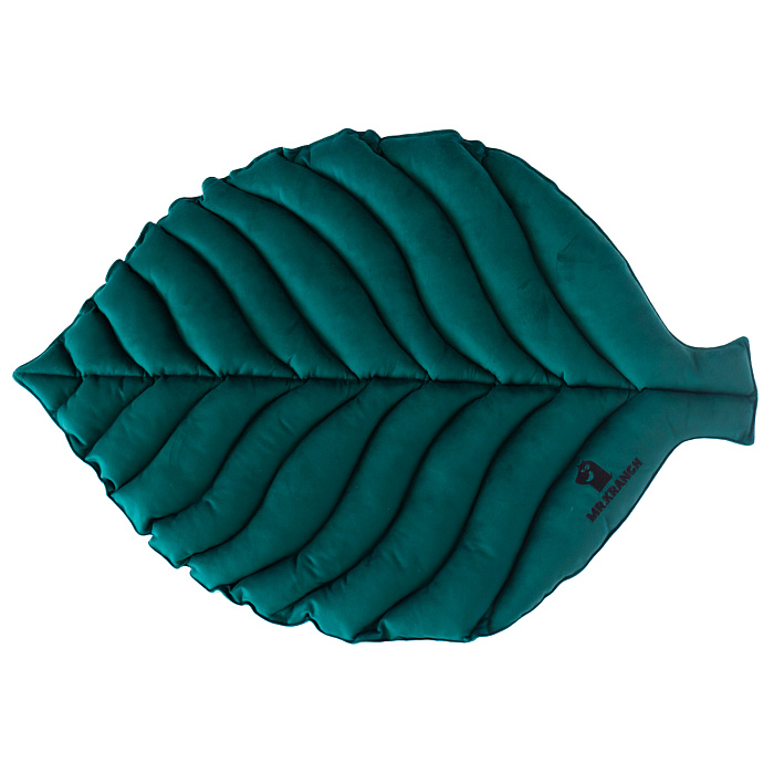 Лежанка Mr.Kranch для собак Листочек средняя двусторонняя с имитацией кожи размер 90х65х5см зеленая