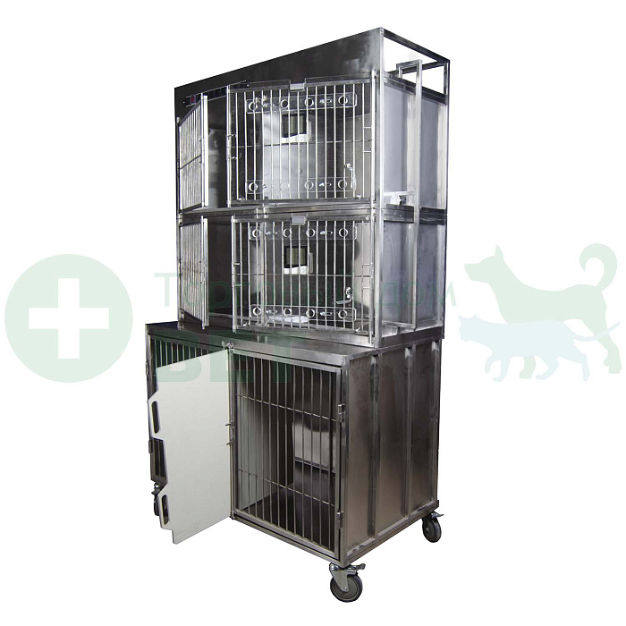 ТД ВЕТ Модуль клеток из нержавеющей стали, 3х ярусный из 6 клеток 2/2/2, 1260х700(500)х1970(2120)h