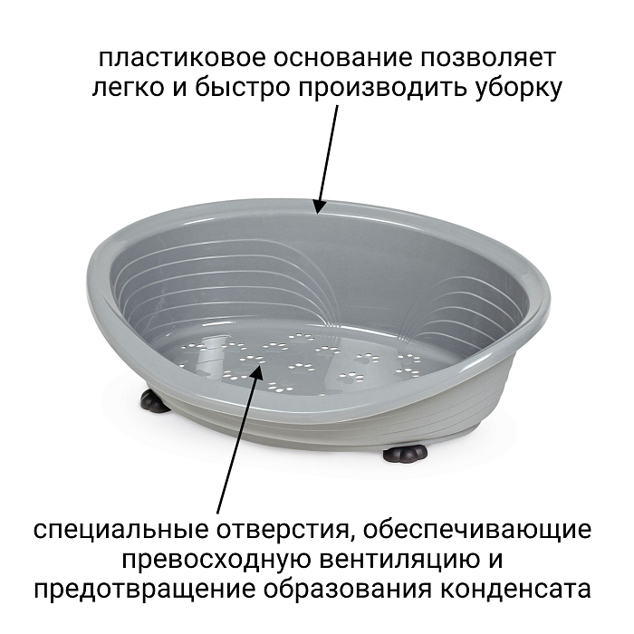 Лежанка MPS STRAKA 38 для кошек и собак пластиковая 49х36х16см серая
