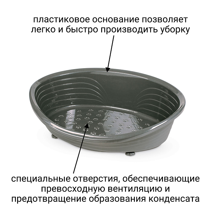 Лежанка MPS STRAKA 66 для кошек и собак пластиковая 80х58х24см антрацит