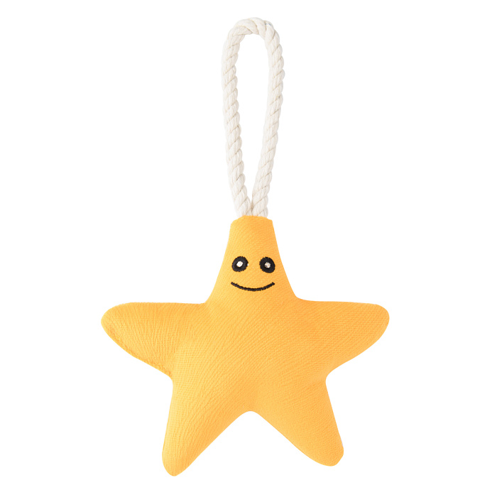 Игрушка Mr.Kranch для собак мелких и средних пород Звездочка с канатом и пищалкой 26х16х5см желтая СКИДКА 40%