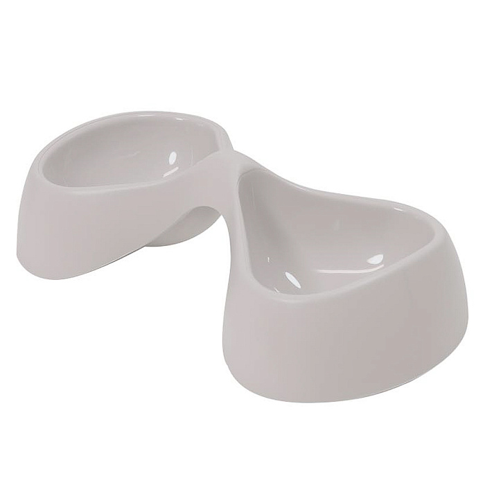 United Pets миска двойная Bicio, 2х230 мл, серая СКИДКА 40%