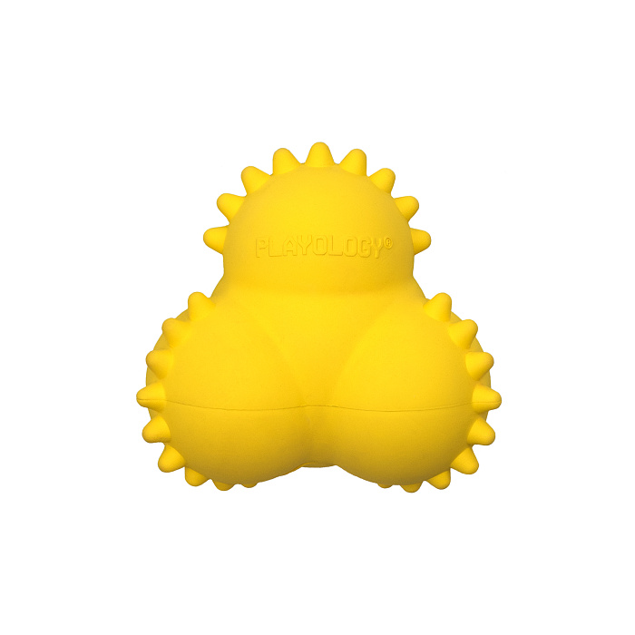 Playology дентальный жевательный тройной мяч SQUEAKY BOUNCE BALL для щенков 4-8 месяцев с ароматом курицы, цвет желтый СКИДКА 50%