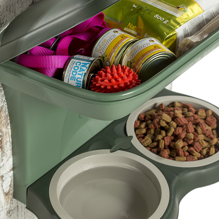 BAMA PET миска для собак настенная двойная 1600 мл 48х27х42h см, зеленая СКИДКА 50%